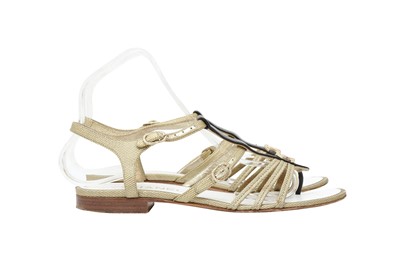 Lot 344 - Chanel Gold CC Flat Sandal - Size 38