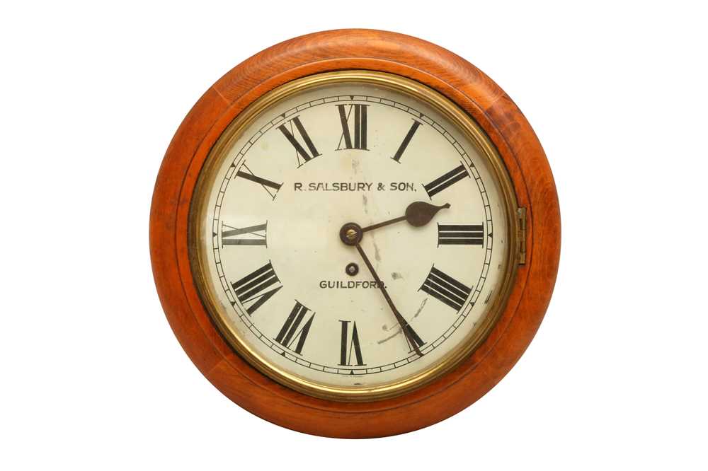 Lot 328 - AN EIGHT DAY WALNUT PENDULUM SCHOOL CLOCK, CIRCA 1930S