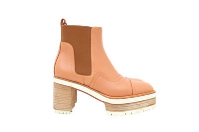 Lot 290 - Hermes Natural Tuscan Punchy Ankle Boot - Size 37