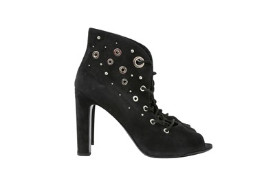 Lot 595 - Hermes Black Eyelet Heeled Shoe Boot - Size 40