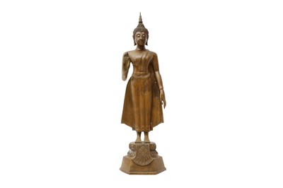 Lot 1096 - A LARGE THAI COPPER-ALLOY FIGURE OF BUDDHA