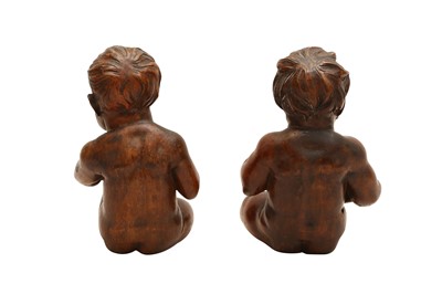 Lot 196 - PAIR OF CARVED WOOD ITALIAN BAROQUE PUTTI