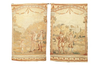 Lot 202 - A PAIR OF SMALL TAPESTRY PANELS, 19TH CENTURY