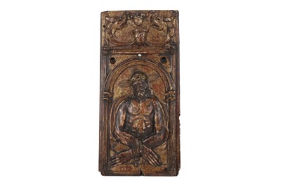 Lot 197 - A SPANISH 16TH-CENTURY CARVED AND GILT PANEL