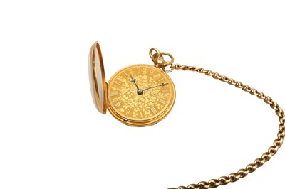 Lot 76 - POCKET WATCH: OPEN FACED POCKET WATCH 18K WITH 18K FOB