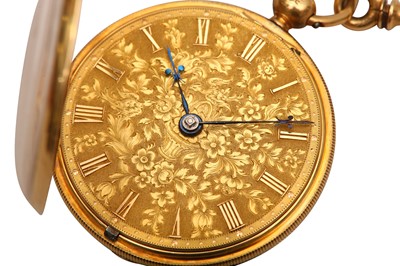 Lot 76 - POCKET WATCH: OPEN FACED POCKET WATCH 18K WITH 18K FOB