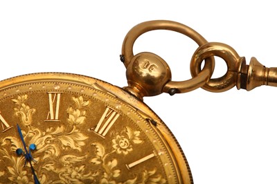 Lot 76 - POCKET WATCH: OPEN FACED POCKET WATCH 18K WITH 18K FOB