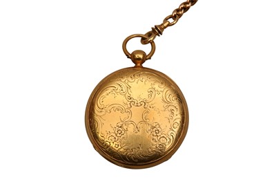 Lot 76 - POCKET WATCH: OPEN FACED POCKET WATCH 18K WITH 18K FOB