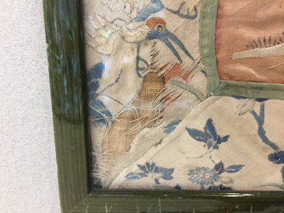 Lot 588 - A CHINESE SILK EMBROIDERED 'BOYS AND QILIN' PANEL