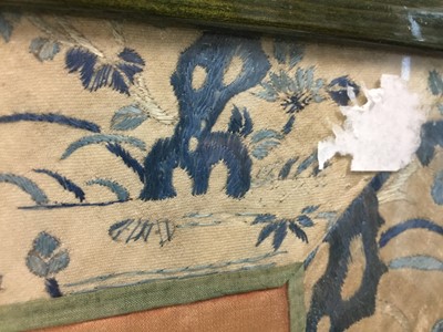 Lot 588 - A CHINESE SILK EMBROIDERED 'BOYS AND QILIN' PANEL