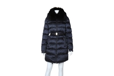 Lot 169 - Prada Navy Belted Quilted Down Coat - Size 44