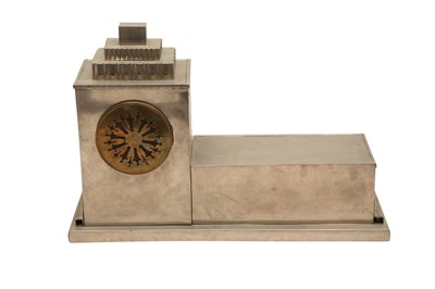 Lot 325 - A FRENCH ART DECO MANTLE CLOCK OF ARCHITECTURAL FORM