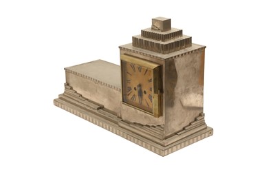 Lot 325 - A FRENCH ART DECO MANTLE CLOCK OF ARCHITECTURAL FORM