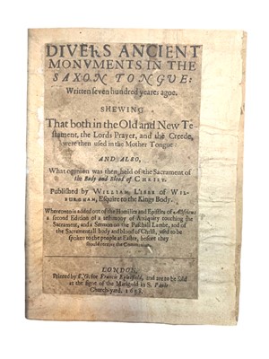 Lot 193 - L'Isle. 
 Divers ancient monuments in the Saxon tongue....1638