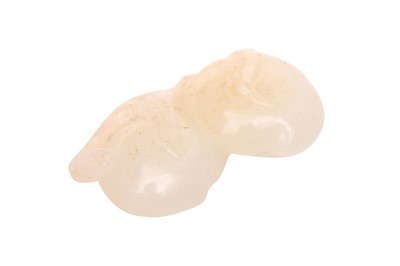 Lot 521 - A CHINESE WHITE JADE 'PEACHES' CARVING