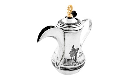 Lot 236 - A fine early 20th century Iraqi silver and niello four-piece coffee service, circa 1930 signed Onaisi (Onaisi Al Fayyadh)