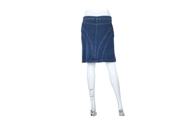 Lot 126 - Chanel Denim Panelled Straight Skirt - Size 40