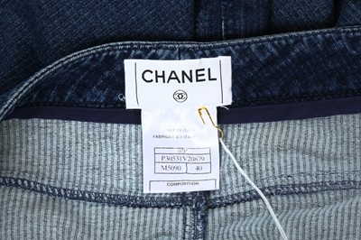 Lot 126 - Chanel Denim Panelled Straight Skirt - Size 40