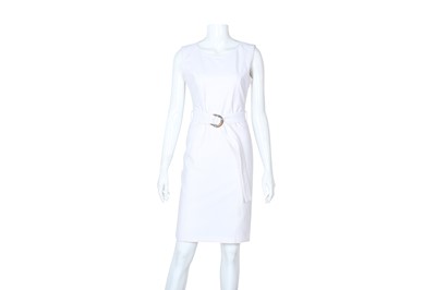 Lot 495 - Gucci White Scuba Belted Sleeveless Dress - Size M