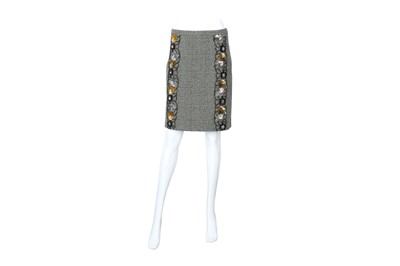 Lot 177 - Miu MIu Multi Wool Tweed Embellished Skirt - Size 40