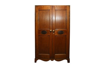 Lot 318 - AN EARLY 20TH CENTURY TEAK CAMPAIGN CABINET