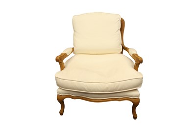 Lot 227 - A FRENCH CANED BERGERE ARMCHAIR