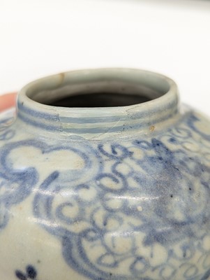 Lot 491 - A CHINESE BLUE AND WHITE 'LOTUS' JAR