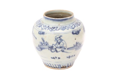 Lot 653 - A CHINESE BLUE AND WHITE 'FIGURAL' JAR