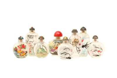 Lot 807 - A GROUP OF EIGHT CHINESE INSIDE-PAINTED GLASS SNUFF BOTTLES