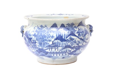 Lot 674 - A CHINESE BLUE AND WHITE 'LANDSCAPE' JARDINIÈRE