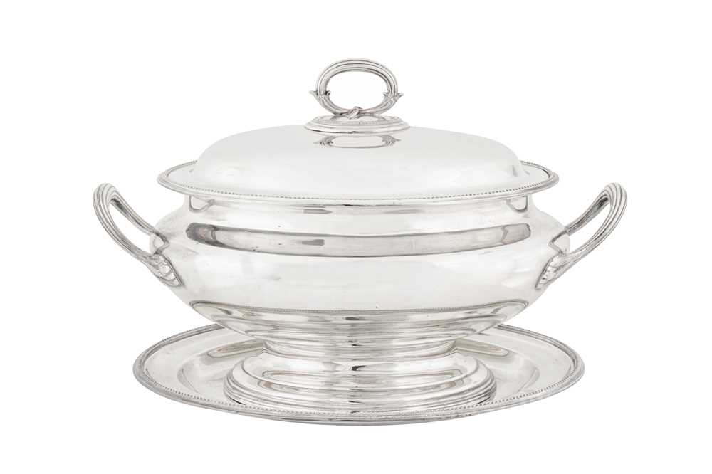 Lot 326 - A Victorian silver plated (EPNS) soup tureen on stand, Birmingham 1897 by Elkington and Co