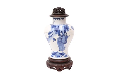 Lot 997 - A CHINESE BLUE AND WHITE 'FIGURAL' BALUSTER VASE