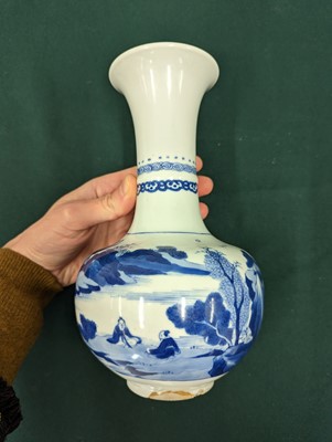 Lot 975 - A CHINESE BLUE AND WHITE 'SCHOLAR'S OBJECTS' VASE