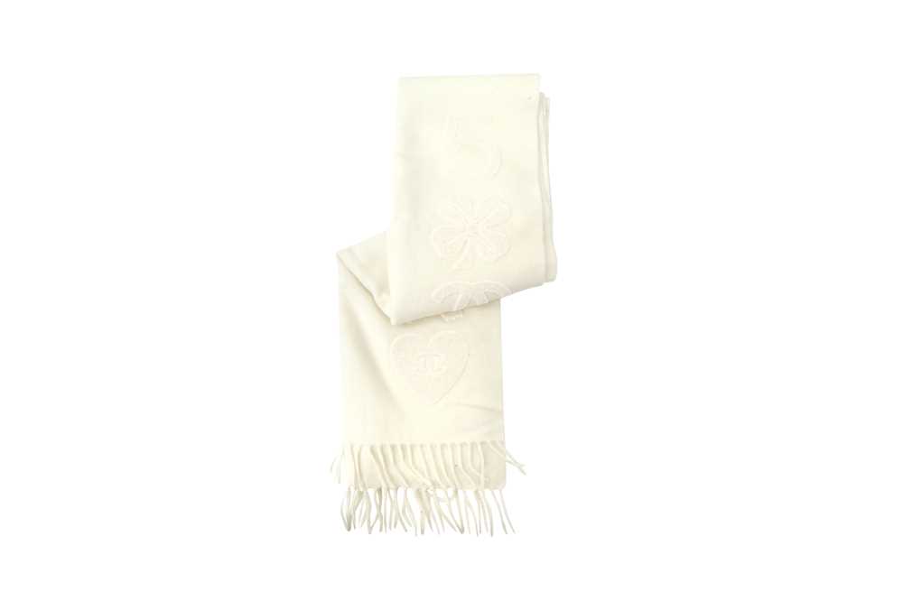 Lot 304 - Chanel Cream Cashmere Logo Scarf
