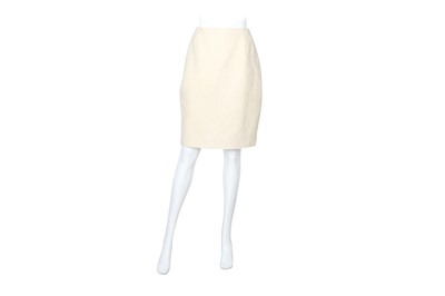 Lot 296 - Christian Dior Cream Wool Jacquard Skirt - Size 44