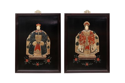 Lot 550 - TWO CHINESE HARDSTONE-INLAID WOOD PANELS