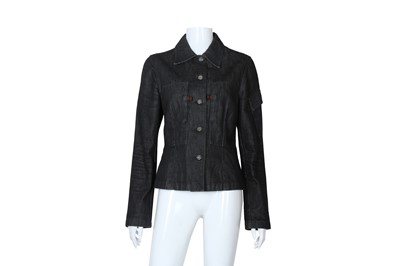 Lot 528 - Gucci Black Denim Web Jacket - Size 42