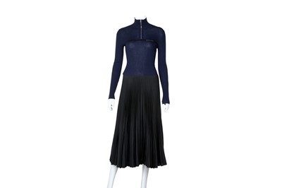 Lot 161 - Prada Navy Knit Sunray Pleat Dress - Size 38