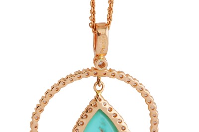 Lot 195 - A turquoise and diamond pendant necklace