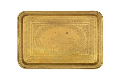 Lot 373 - A BRASS TRAY WITH MOTHER ARMENIA AMONG THE RUINS OF SIS