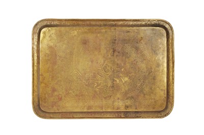 Lot 373 - A BRASS TRAY WITH MOTHER ARMENIA AMONG THE RUINS OF SIS