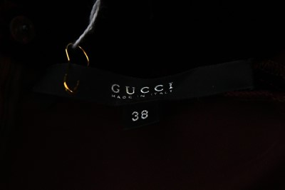 Lot 8 - Gucci Burgundy Velvet High Neck Dress - Size 38