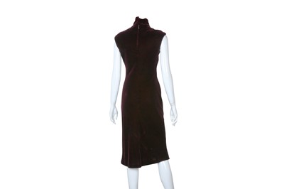 Lot 8 - Gucci Burgundy Velvet High Neck Dress - Size 38