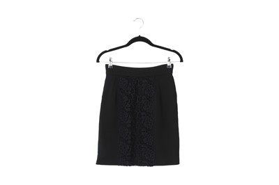 Lot 489 - Dolce & Gabbana Black Wool Lace Insert Skirt - Size 38
