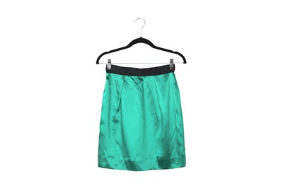 Lot 175 - Dolce & Gabbana Green Satin Skirt - Size 38