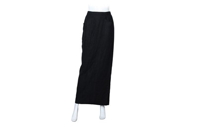 Lot 527 - Chanel Black Linen Button Back Long Skirt - Size 38