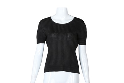 Lot 490 - Fendi Black Knit Logo Short Sleeve Top - Size 42