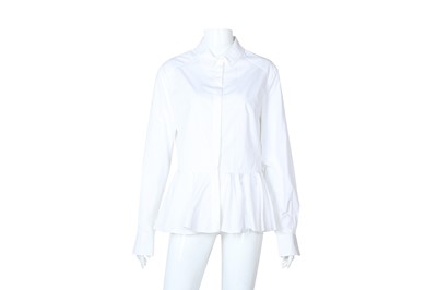 Lot 496 - Alexander McQueen White Poplin Peplum Shirt - Size 44