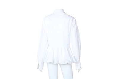 Lot 496 - Alexander McQueen White Poplin Peplum Shirt - Size 44