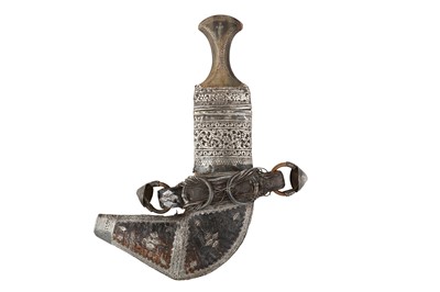 Lot 475 - TWO ARABIAN SILVER-MOUNTED JAMBIYA DAGGERS